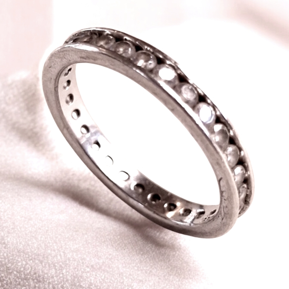 Vintage Signed Sterling Silver 925 IBB Channel Set Eternity Ring Size 7